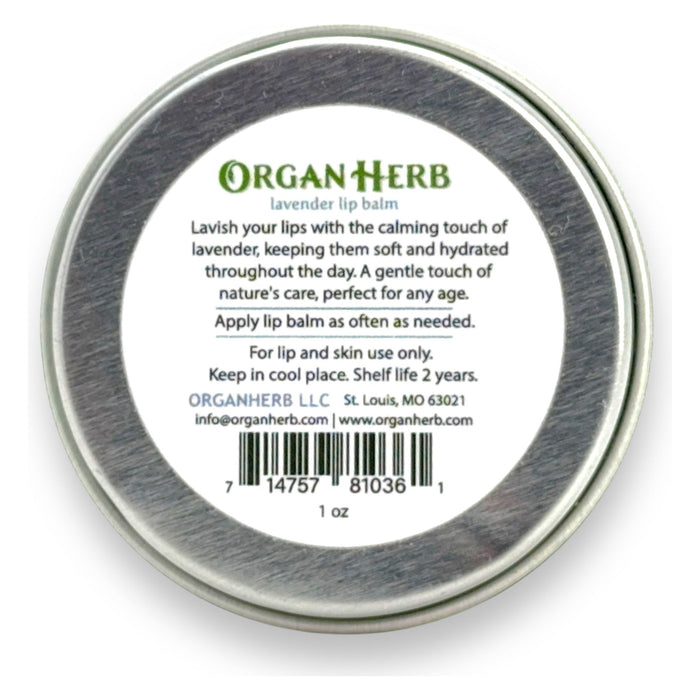 OrganHerb Organic Lavender Lip Balm 1 oz – Calming Hydration with Pure Lavender Essence