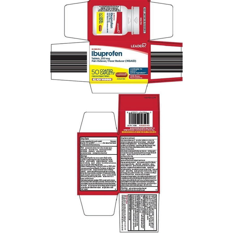 LEADER™ Ibuprofen 200 mg Coated Tablet CPLT, 50 EA