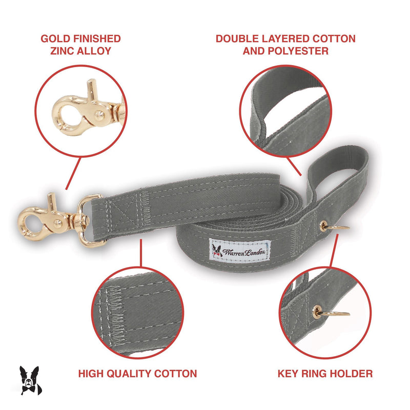 Warren London Fabric Dog Leash - Grey Leashes, Collars & Accessories