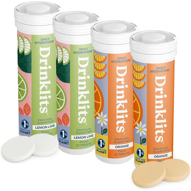 Drinklits Lemon-Lime & Orange Electrolyte Tablets (4) Tube Bundle | Citrus Sports Hydration Combo Pack Hydration Electrolyte Tablets