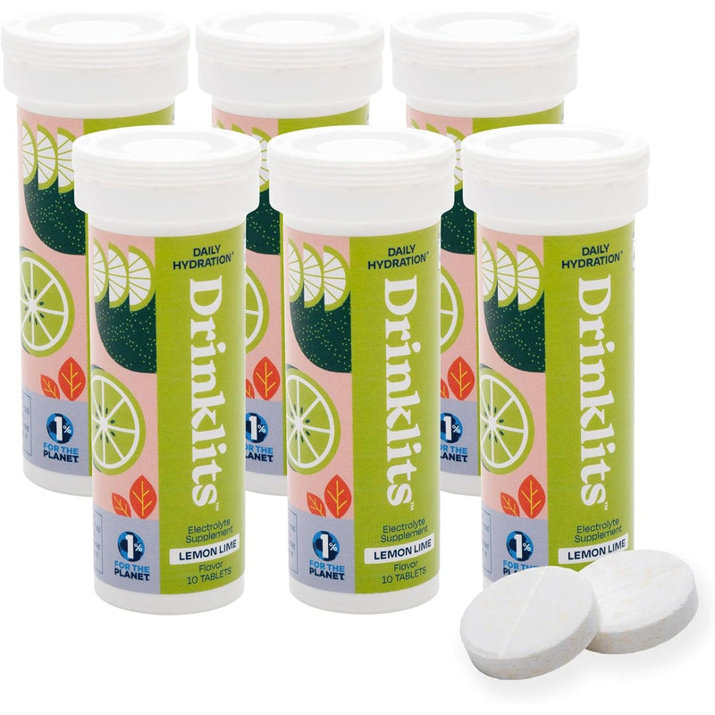 Drinklits Lemon Lime Best Electrolyte Sports Drink Tablets (6) Tube Bundle Hydration Electrolyte Tablets