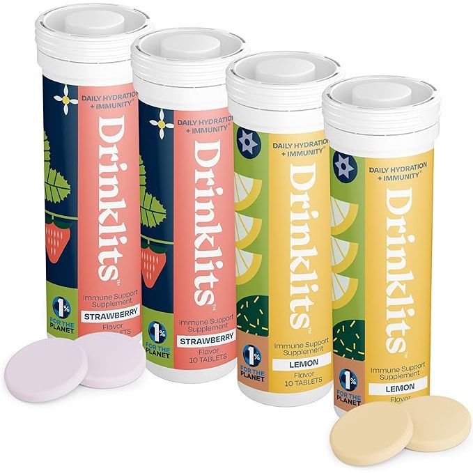 Drinklits Strawberry & Lemon Flavored Hydration Tablets (4) Tube Bundle Hydration Electrolyte Tablets