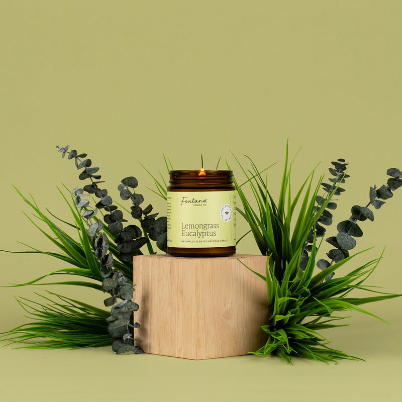 Fontana Candle Co Lemongrass Eucalyptus Jar Candle Candles Dark Khaki 9 oz Straight Sided Jar