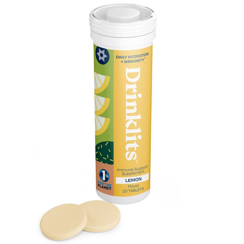 Drinklits LEMON Immunity Tablets for Daily Immune Support (8 Tubes, 80 Servings) Immunity Hydration Electrolyte Tablets