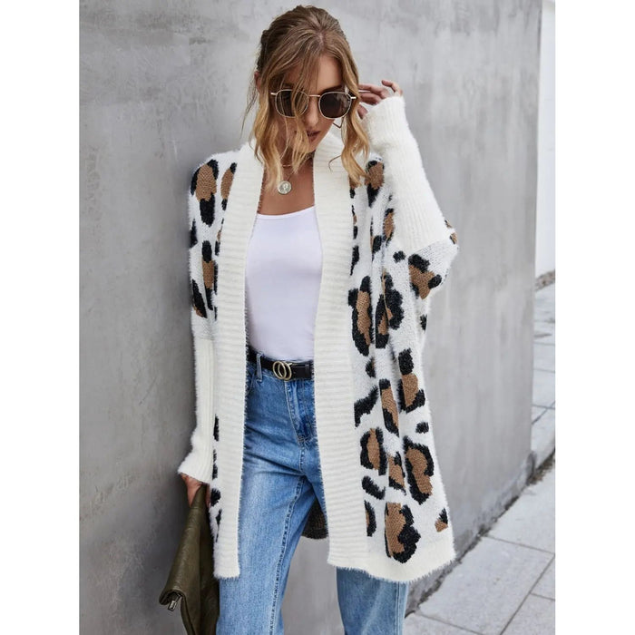 Leopard Pattern Fuzzy Cardigan