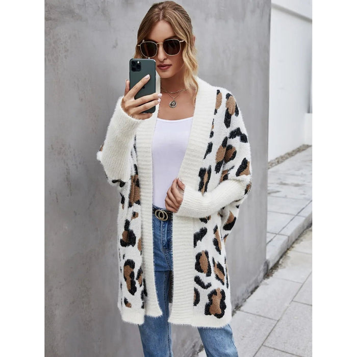 Leopard Pattern Fuzzy Cardigan