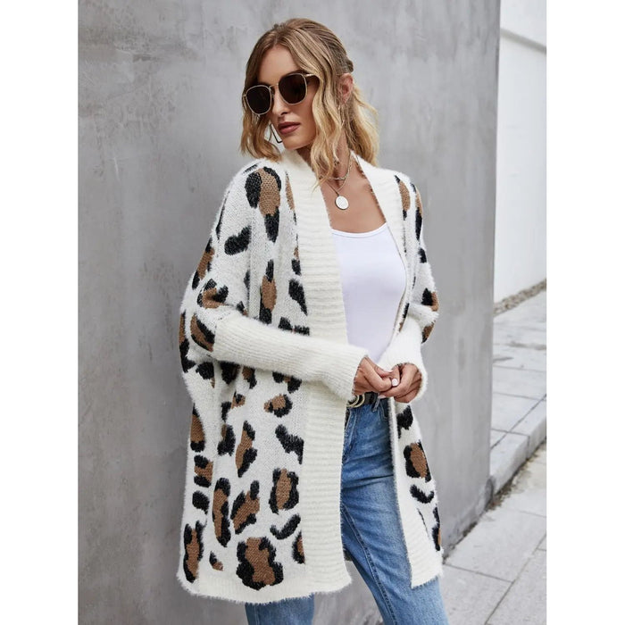 Leopard Pattern Fuzzy Cardigan