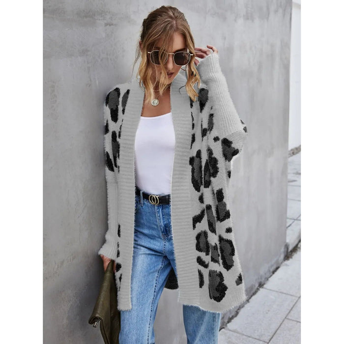 Leopard Pattern Fuzzy Cardigan