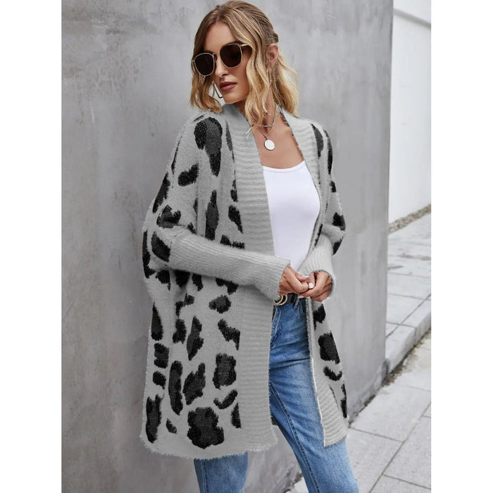 Leopard Pattern Fuzzy Cardigan