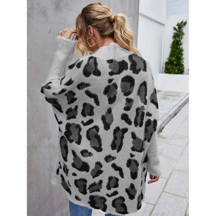 Leopard Pattern Fuzzy Cardigan