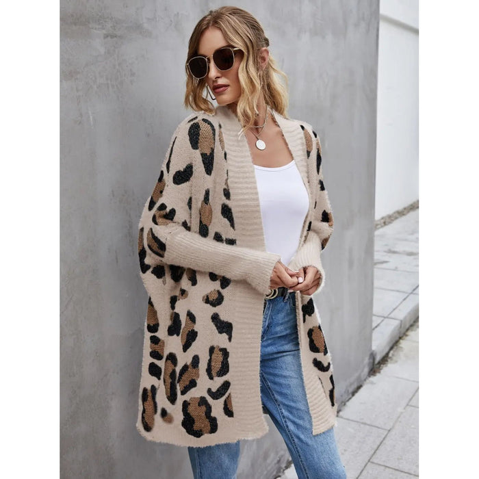 Leopard Pattern Fuzzy Cardigan