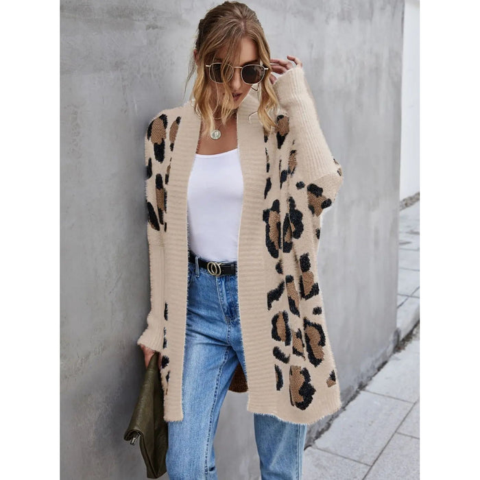 Leopard Pattern Fuzzy Cardigan