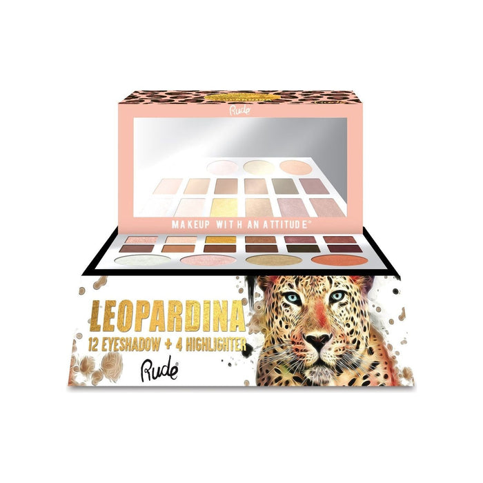 Rude Cosmetics - Rude Cosmetics - Leopardina 12 Eyeshadow + 4 Highlighter Palette Display Set, 24pcs