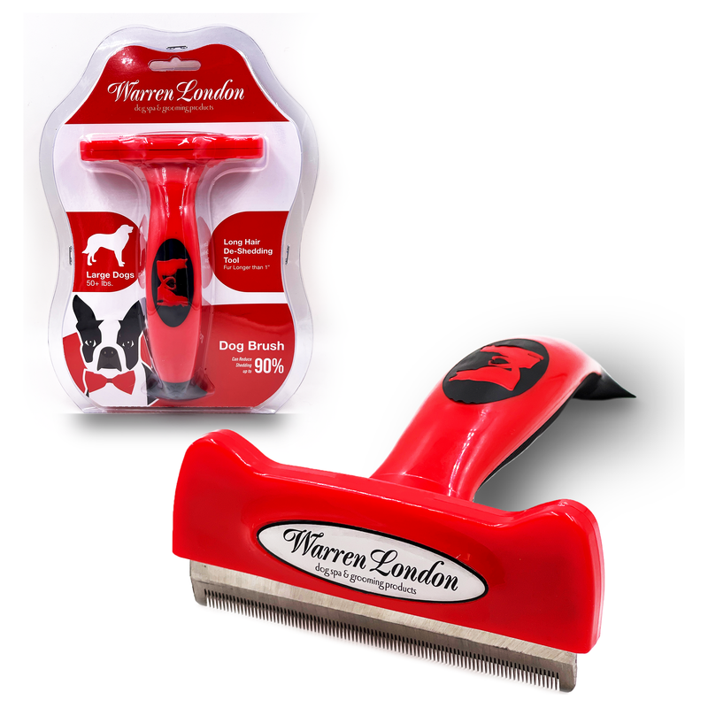 Warren London De-Shedding Dog Brush for Long Hair (>1") Leashes, Collars & Accessories
