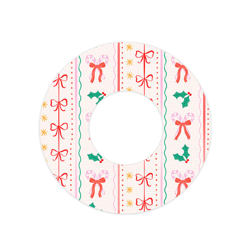 Peelz Holly Jolly Ribbon Freestyle Libre 2 Patch Tape - Pump Peelz Patch Medical Tape