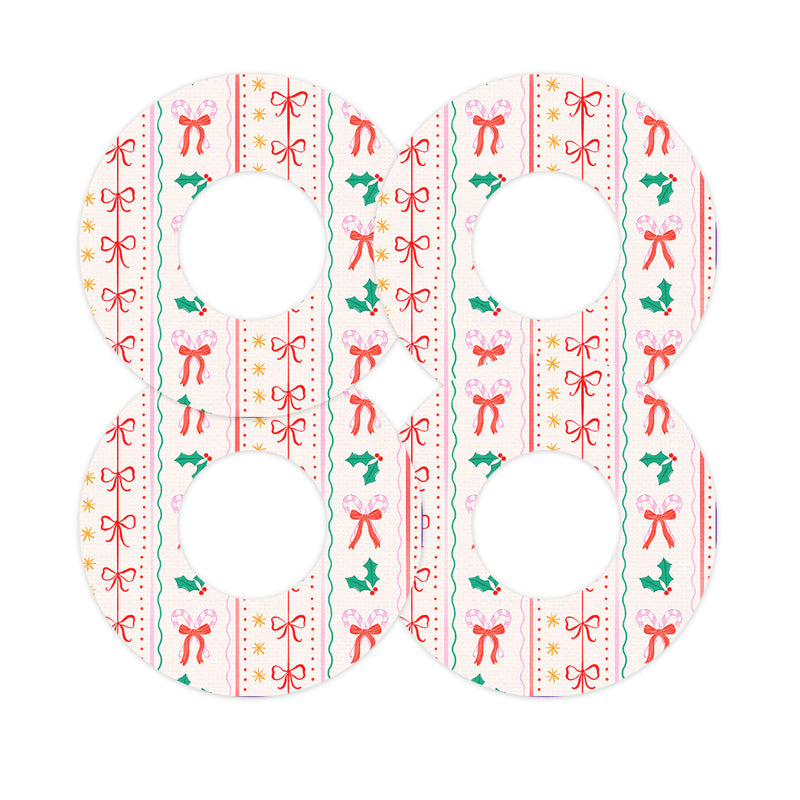 Peelz Holly Jolly Ribbon Freestyle Libre 2 Patch Tape - Pump Peelz Patch Medical Tape