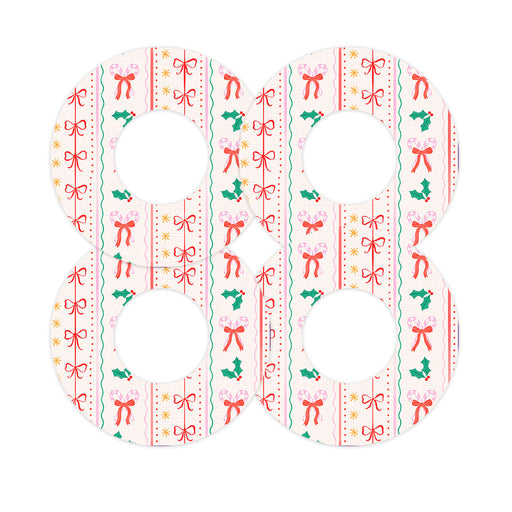 Peelz Holly Jolly Ribbon Freestyle Libre 2 Patch Tape - Pump Peelz Patch Medical Tape