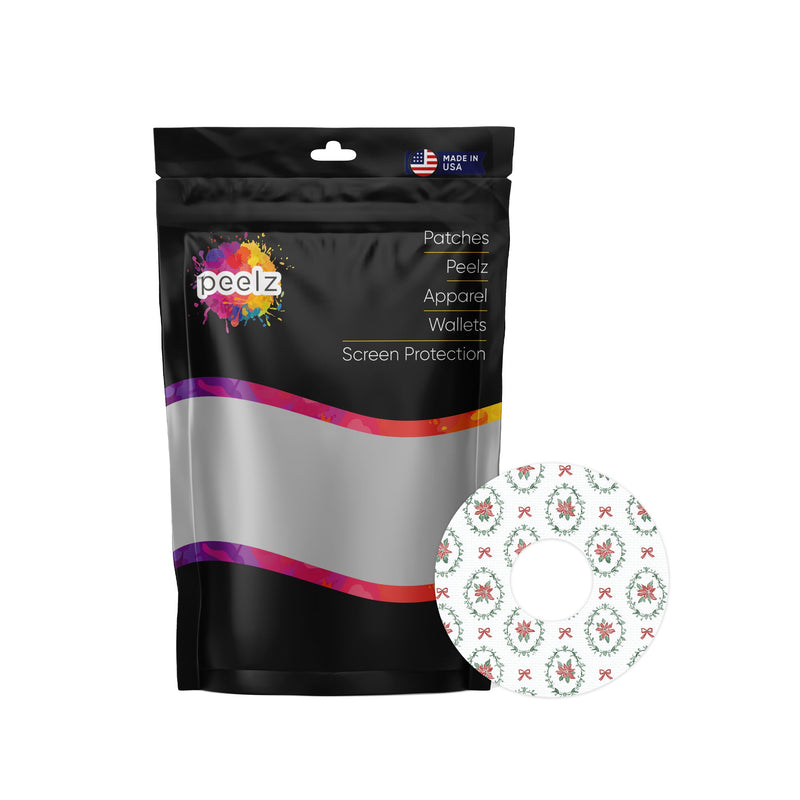 Peelz Poinsettia Parade FreeStyle Libre 3 Plus & Lingo  Patch Tape - Pump Peelz Patch Medical Tape