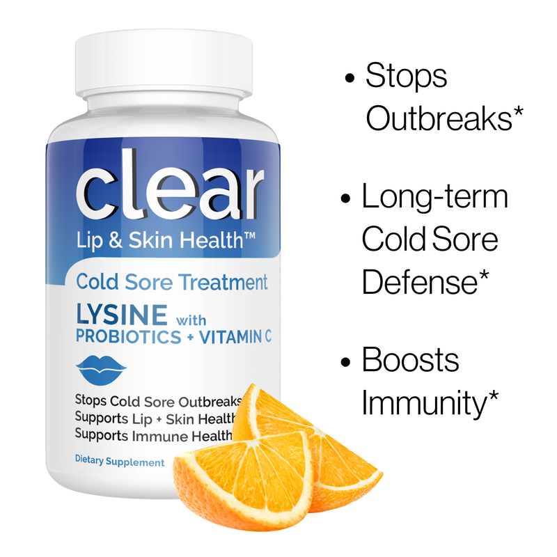 Clear Wellness 360 Lysine + Probiotic Supplement for Cold Sore Support | Lip & Skin Health + Immune Support Probiotics Plus