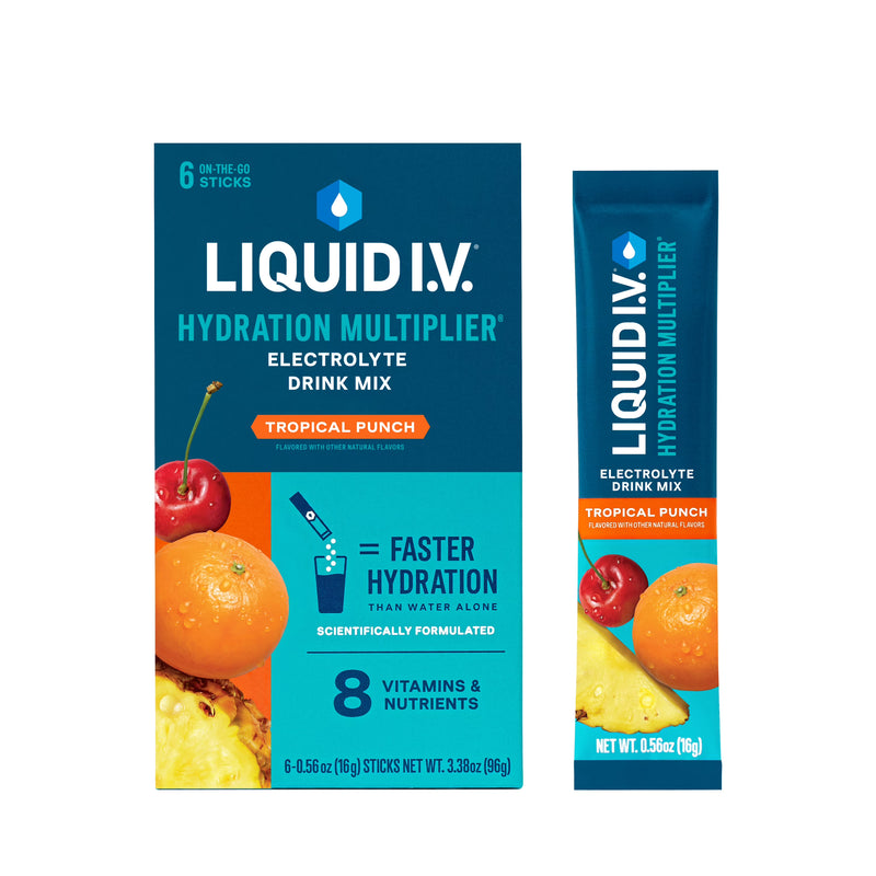 Liquid I.V. Liquid I.V. Hydration Multiplier, Electrolyte Drink Mix Powder, Tropical Punch - 6 Individual Packets Beverages