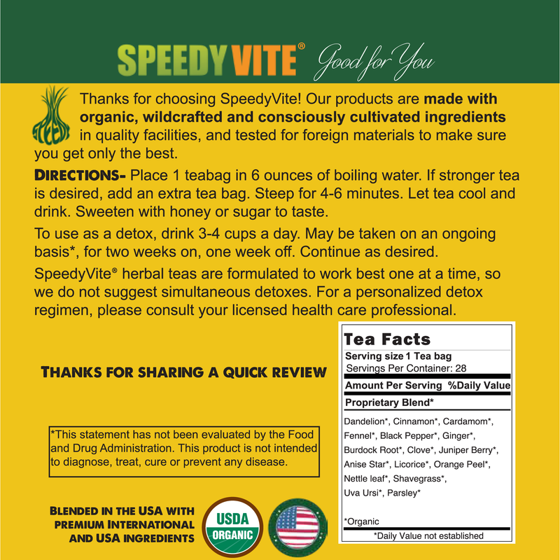 SpeedyVite® Liver LifeBoost® Tea | USDA Organic Herbal Liver Support* (4 oz / 8 oz / 28 Bags) | SpeedyVite® - FREE SHIPPING Tea