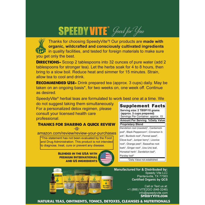 SpeedyVite® Liver LifeBoost® Tea | USDA Organic Herbal Liver Support* (4 oz / 8 oz / 28 Bags) | SpeedyVite® - FREE SHIPPING Tea