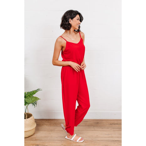 Livin' The Dream Jumpsuit in Red