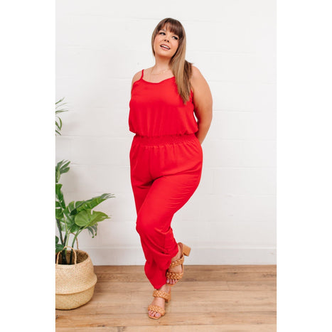 Livin' The Dream Jumpsuit in Red