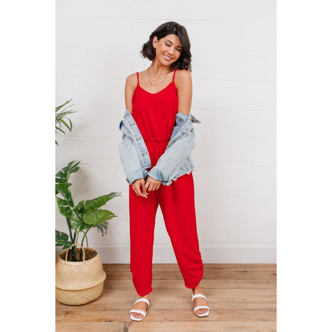 Livin' The Dream Jumpsuit in Red