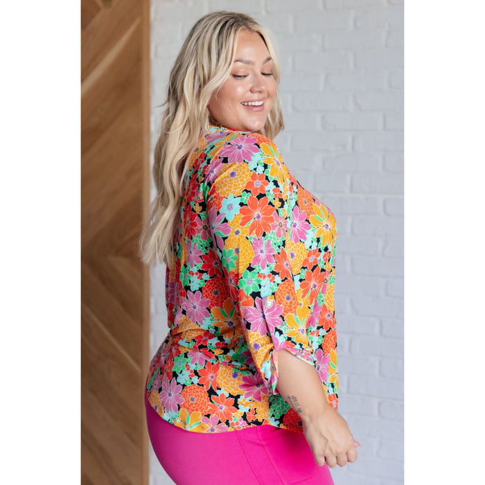 Lizzy Top in Pink and Yellow Multi Floral