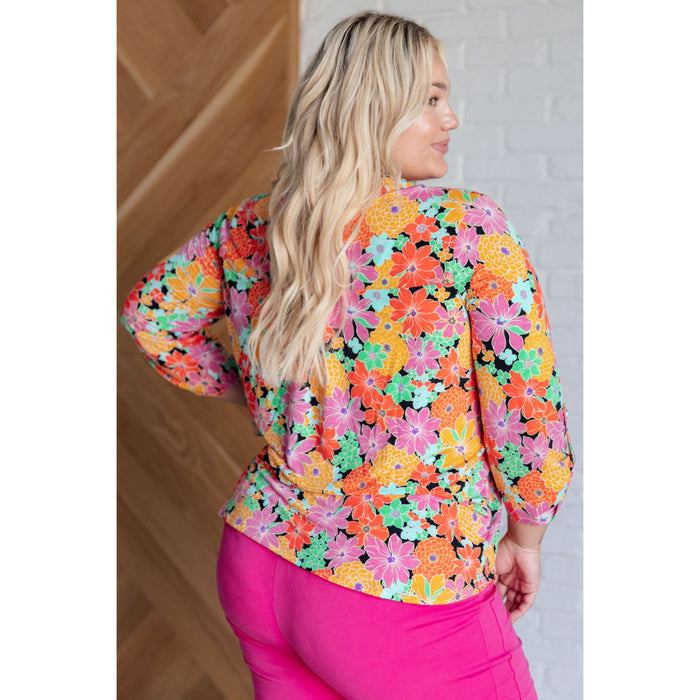 Lizzy Top in Pink and Yellow Multi Floral