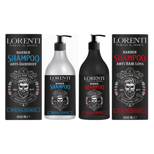 Vip Barber Supply Lorenti Men Shampoo 1000ml Assorted Types Shampoo Dark Slate Gray Anti-Dandruff - Menthol Refresh,Anti Hair Loss - Keratin Therapy