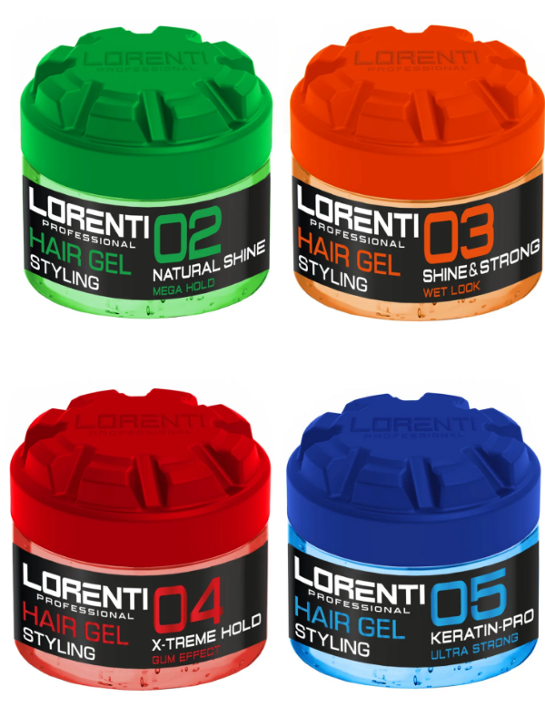 Vip Barber Supply Lorenti Hair Styling Gel 300ml Styling Gel White Smoke 02 Natural Shine Mega Hold,03 Shine & Strong Hold,04 X-treme Hold Gum Effect,05 Keratin-Pro Ultra Strong