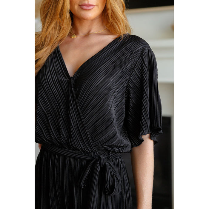 Lovely Life Plisse Romper in Black