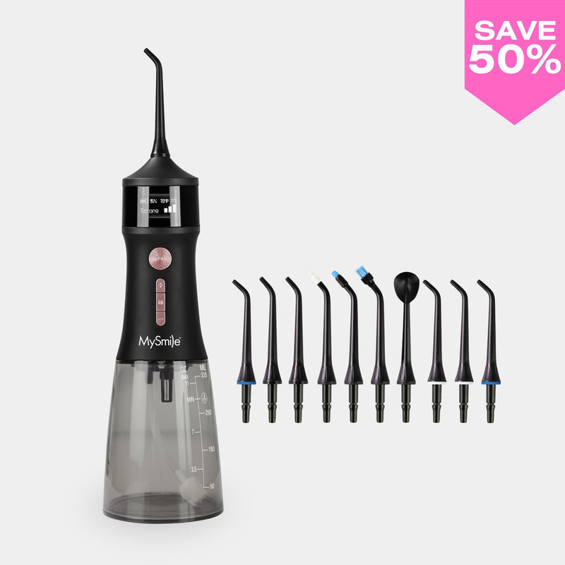 MySmile LP221 Cordless Water Flosser with Refill Jet Tips Bundle