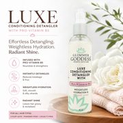 Glimmer Goddess® Organic Skin Care Luxe Conditioning Detangler with Pro-Vitamin B5 – Weightless Hydration & Radiant Shine Hair Care White Smoke
