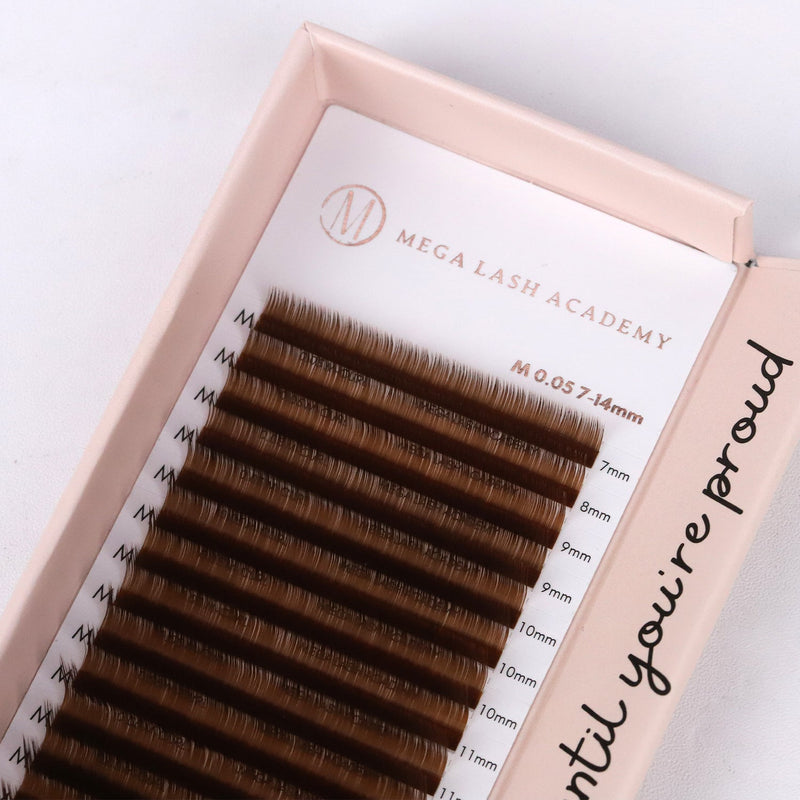Mega Lash Academy Brown Cashmere Volume - Caramel Lash Trays