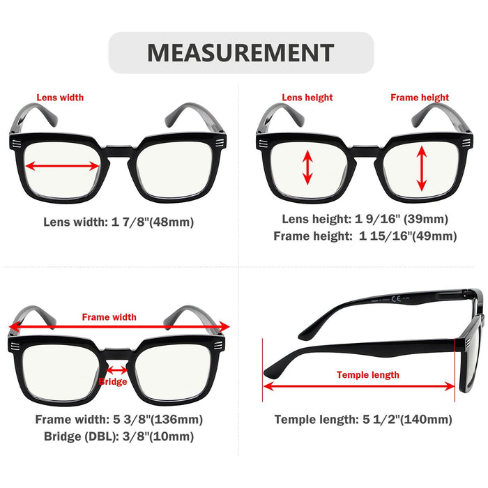 Eyekeeper - 4 Pack Square Progressive Multifocus Readers M2104