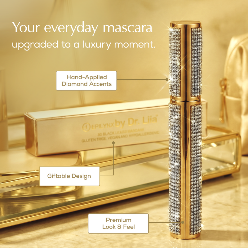 Mega Volume Vegan Mascara – Smudge-Proof with Handmade Diamond Case