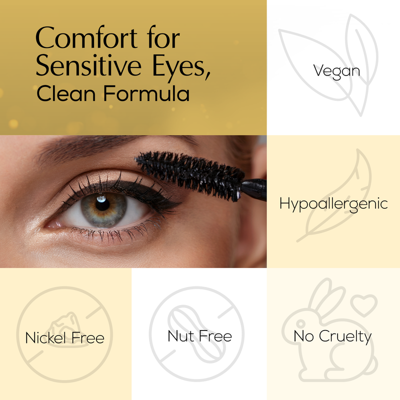 EpiLynx Mega Volume Vegan Mascara Black and Blue – Smudge-Proof with Handmade Diamond Case