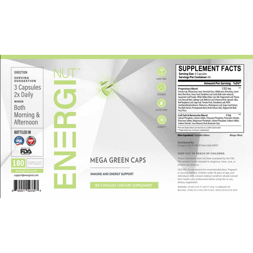 Energi Nutrition - Mega Green Caps - 4oz