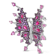 Bids.com 18K White Gold 1.00 Cttw Diamond, Ruby  Sapphire, and Amethyst Mixed Gemstone Butterfly Brooch Pin (G-H Color, VS1-VS2 Clarity) Accessories