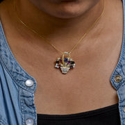Bids.com 18K Yellow Gold 1 1/10 Cttw Diamond and Mixed Gemstone Floral Bouquet Pendant and Brooch Pin (G-H Color, VS1-VS2 Clarity) Accessories