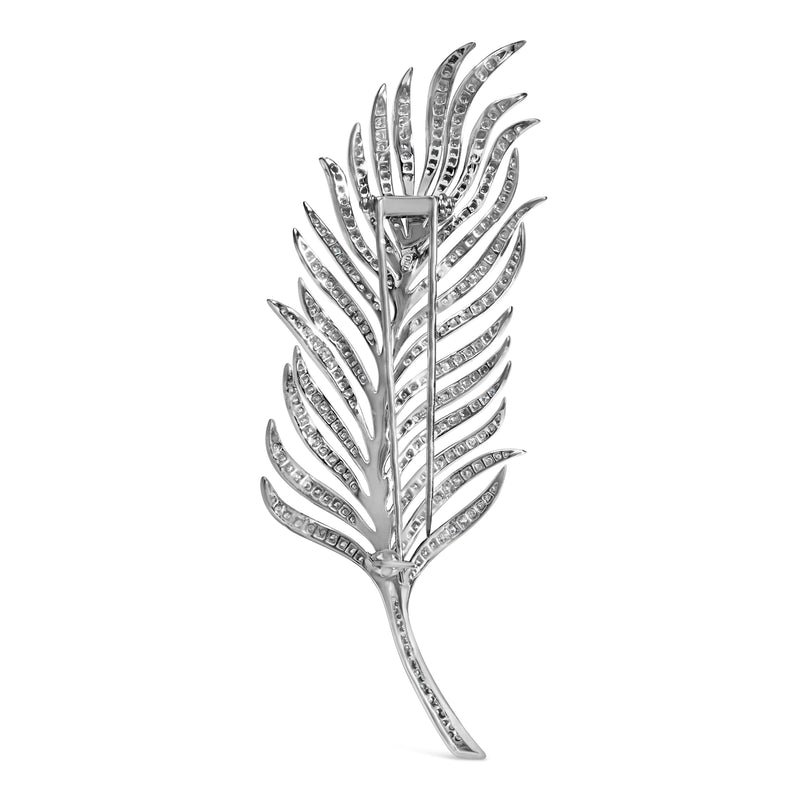 Bids.com 18K White Gold 2 7/8 Cttw Diamond Feather Brooch Pin (G-H Color, VS1-VS2 Clarity) Accessories