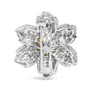 Bids.com 18K White Gold 2 3/4 Cttw Diamond and 12.5 MM Cultured Freshwater Pearl Floral Brooch Pin (G-H Color, VS1-VS2 Clarity) Accessories