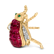 Bids.com 18K Yellow Gold 3/8 Cttw Diamond and 6 3/4 Cttw Red Ruby Bumblebee Brooch Pin (F-G Color, VS2-SI1 Clarity) Accessories