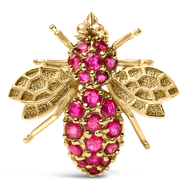 Bids.com 14K Yellow Gold Red Ruby Bee Brooch Pin Accessories