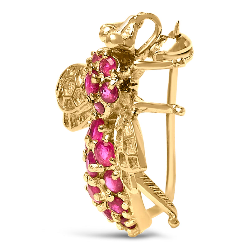 Bids.com 14K Yellow Gold Red Ruby Bee Brooch Pin Accessories