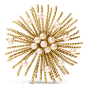 Bids.com 18K Yellow Gold Cultured Freshwater Pearl Starburst Brooch Pin Accessories