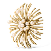 Bids.com 18K Yellow Gold Cultured Freshwater Pearl Starburst Brooch Pin Accessories
